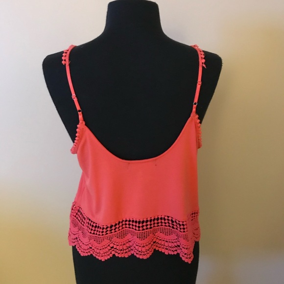 Coral color cami with detailed trim and adjustable straps size XS - Picture 8 of 8